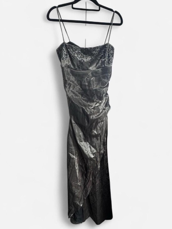 Vintage Dresses & Skirts - Vintage Y2K Steppin' Out Metallic Gown Beaded Floral Whimsigoth Formal Dress